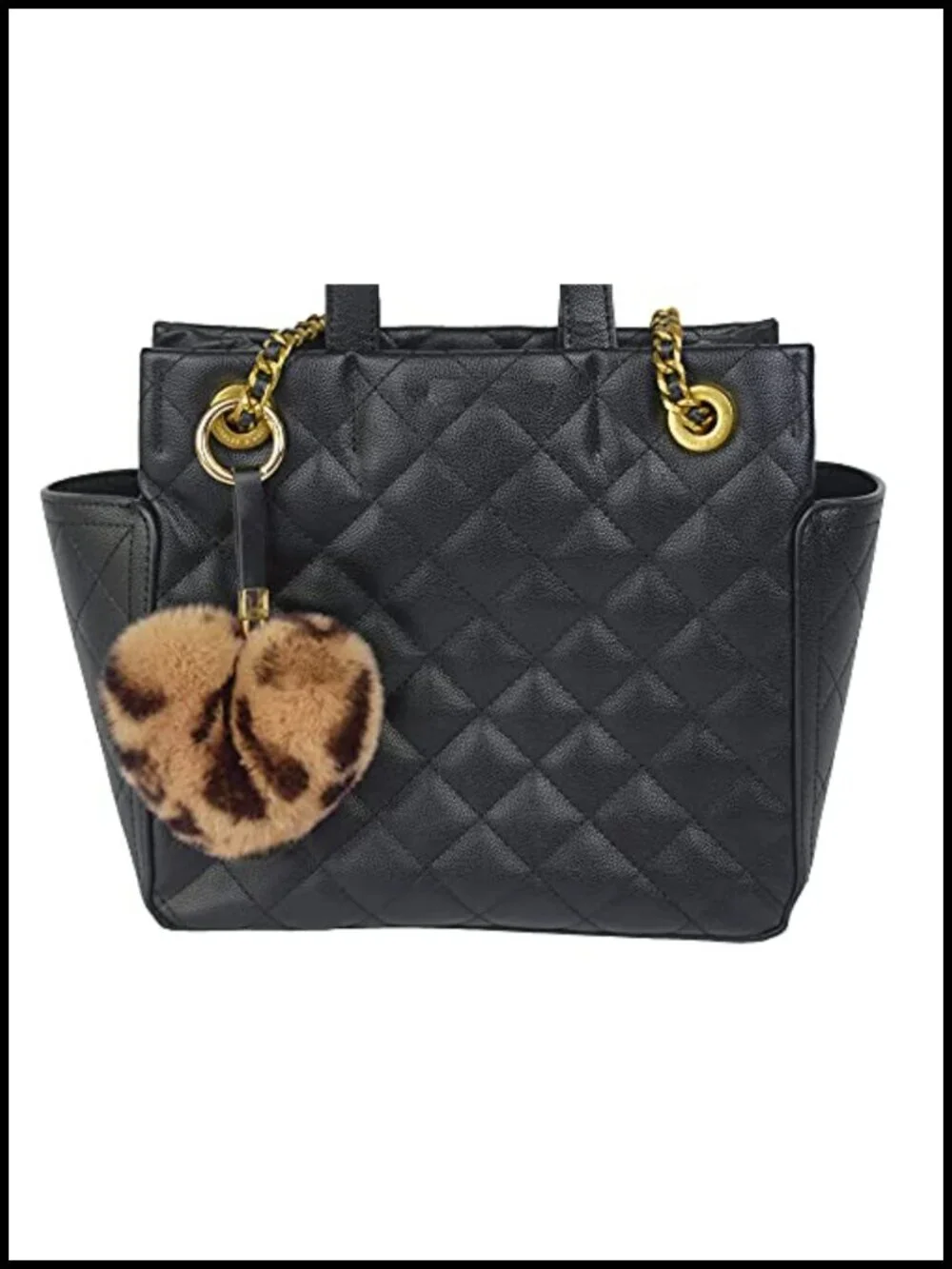 Genuine Rex Rabbit Fur Heart Keychain Charm Bag Accessory